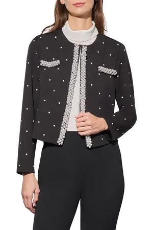 Ming Wang Deco Embellished Stretch Crepe Jacket in at Nordstrom, Size X-Small