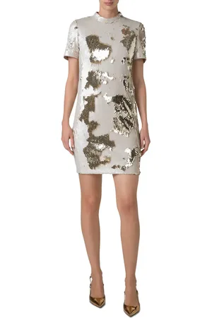 AKRIS Flip Sequin Mock Neck Dress in at Nordstrom, Size 8