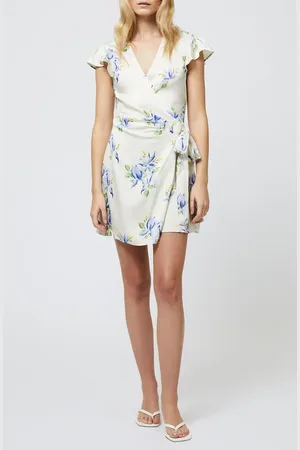 French Connection Ennis Vivian Floral Satin Wrap Minidress in at Nordstrom, Size 8