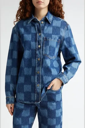 Marimekko Maridenim Vaihe J??k??l?? Denim Button-Up Shirt in at Nordstrom, Size 2 Us