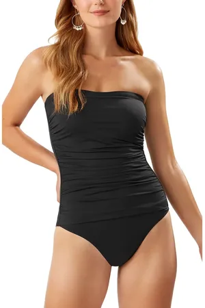 Tommy Bahama Pearl Shirred Bandeau One-Piece Swimsuit in at Nordstrom, Size 4