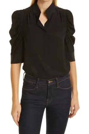 Frame Gillian Puff Sleeve Silk Blouse in at Nordstrom, Size X-Small