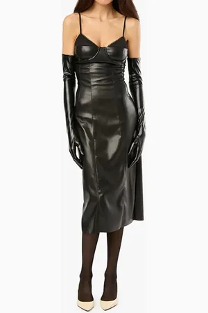 WeWoreWhat Vegan Leather Fitted Corset Dress in at Nordstrom, Size 14