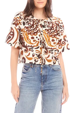 Fifteen Twenty Nadine Bow Detail Crop Top in at Nordstrom, Size Small