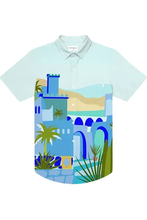 MAVRANS Moroccan Weekend Waterproof Short Sleeve Performance Button-Up Shirt in at Nordstrom, Size Small