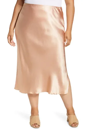 Vince Side Slit Satin Midi Skirt in at Nordstrom, Size Xx-Large