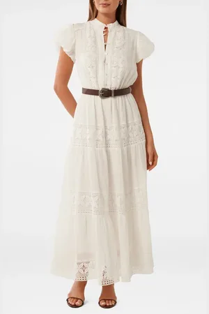 EVER NEW Amy Floral Lace Inset Belted Maxi Dress in at Nordstrom, Size 0