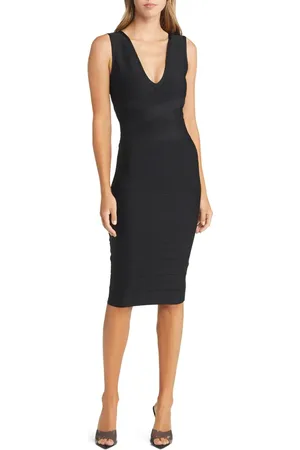 Bebe V-Neck Bandage Midi Dress in at Nordstrom, Size X-Small