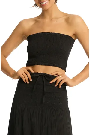 SEA LEVEL Sunset Strapless Cotton Gauze Cover-Up Top in at Nordstrom, Size Small