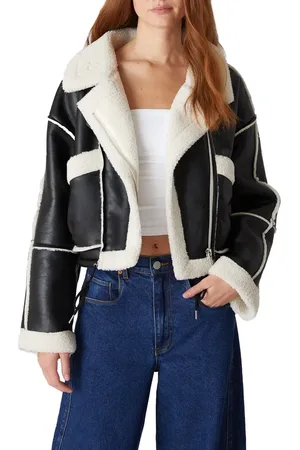 BLANK NYC Faux Shearling Moto Jacket in at Nordstrom, Size X-Small