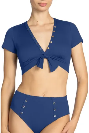 Robin Piccone Amy Crop Bikini Top in at Nordstrom, Size Large