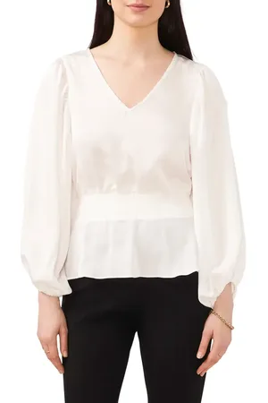 Chaussmoi Tie Waist Long Sleeve Blouse in at Nordstrom, Size Small