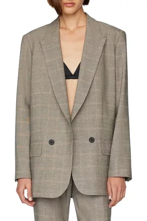 Frame Di Windowpane Peak Lapel Boxy Blazer in at Nordstrom, Size X-Small