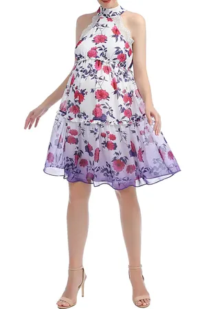 Kimi and Kai Norah Floral A-Line Halter Maternity Dress in at Nordstrom, Size X-Small