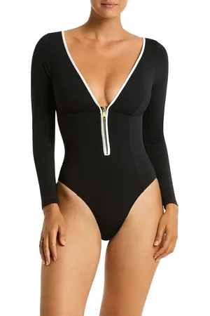 SEA LEVEL Babylon Long Sleeve One-Piece Rashguard Swimsuit in at Nordstrom, Size 6 Us