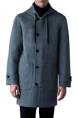 Mackage Joshua Drawstring Hooded Double Face Virgin Wool Coat in at Nordstrom, Size 44