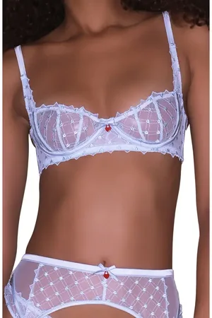FLEUR DU MAL Love Lock Embroidered Underwire Balconette Bra in at Nordstrom, Size 36C