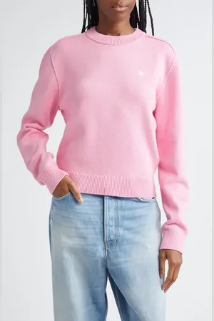 Acne Studios Kolos Face Patch Cotton Crewneck Sweater in at Nordstrom, Size Medium