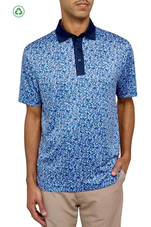 Construct Regular Fit Micro Floral Print Recycled Performance Golf Polo in at Nordstrom, Size Small