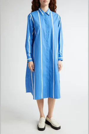 Marimekko Runoelma Puhveli Stripe Long Sleeve Organic Cotton Poplin Shirtdress in at Nordstrom, Size 2 Us