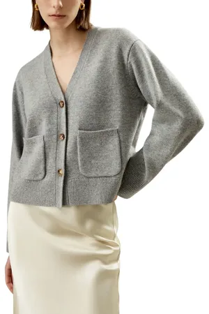 Lilysilk Cropped Wool-Cashmere Blend Cardigan Sweater for Women in at Nordstrom, Size Large