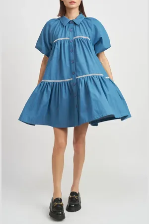 En Saison Tara Tiered Cotton Trapeez Shirtdress in at Nordstrom, Size Small
