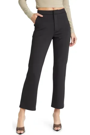 GOOD AMERICAN Shiny Crop Scuba Knit Trousers in at Nordstrom, Size 2