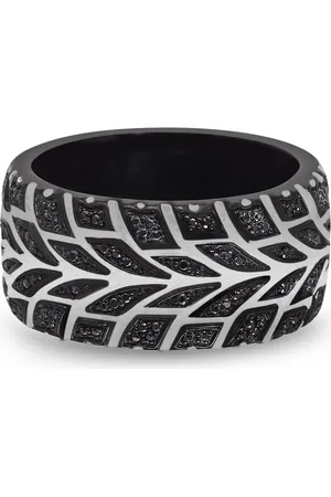 Luvmyjewelry Racer Swag Tire Tread Sterling Silver & Black Diamond Ring in at Nordstrom, Size 10