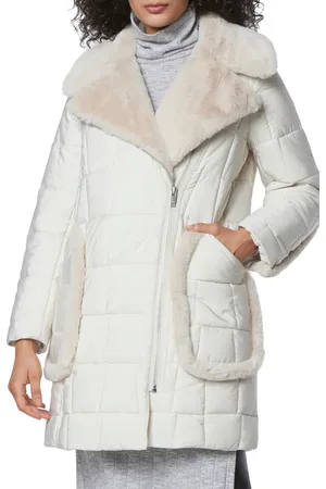 Andrew Marc Astor Quilted Faux Shearling Trim Coat in at Nordstrom, Size X-Small