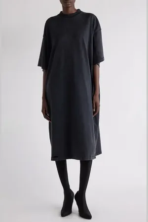 Balenciaga Distressed Paint Logo Graphic T-Shirt Dress in at Nordstrom, Size X-Small