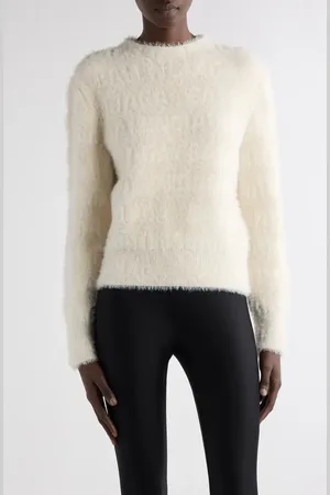 Balenciaga Fitted Furry Logo Jacquard Wool Blend Sweater in at Nordstrom, Size Large