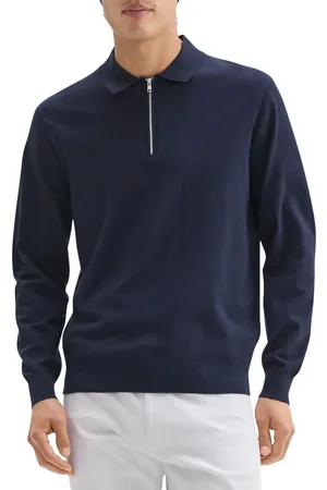 THEORY Long Sleeve Quarter Zip Polo Sweater in at Nordstrom, Size X-Large