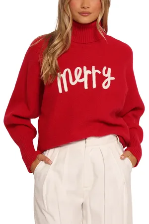 Petal & Pup Merry Appliqu?? Turtleneck Sweater in at Nordstrom, Size Large