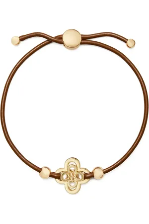 Tory Burch Kira Clover Slider Bracelet in Tory Gold /Cuoio at Nordstrom