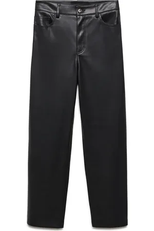 MANGO Faux Leather Straight Leg Pants in at Nordstrom, Size 8