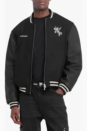 Represent Bellerophon Mixed Media Varsity Jacket in at Nordstrom, Size X-Small