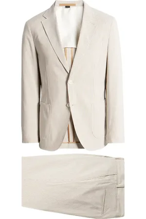 HUGO BOSS Heston Stripe Silk Seersucker Suit in at Nordstrom, Size 42 - R