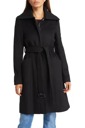Sam Edelman Wool Blend Rib Collar Coat in at Nordstrom, Size Small