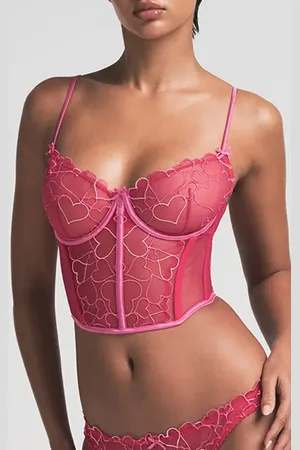 SKIMS Embroidered Tulle Crop Corset in at Nordstrom, Size Xx-Small