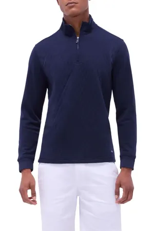 Bugatchi Quilted Quarter Zip Performance Pullover in at Nordstrom, Size Medium