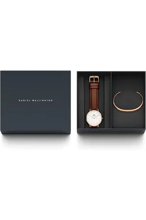Daniel Wellington Classic St. Mawes Leather Strap Watch & Cuff Bracelet Set, 40mm in at Nordstrom