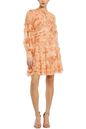 Mac Duggal Key Hole Detail Long Sleeve Dress in at Nordstrom, Size 10