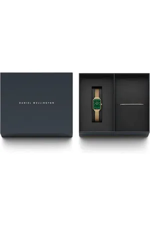 Daniel Wellington Quadro Pressed Mesh Strap Watch & Tennis Bracelet Set, 20mm in at Nordstrom