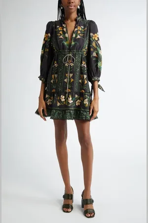 Farm Rio Flowers Arch Linen Blend Minidress in at Nordstrom, Size Medium