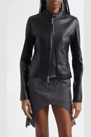 Courrèges City Leather Biker Jacket in at Nordstrom, Size 10 Us