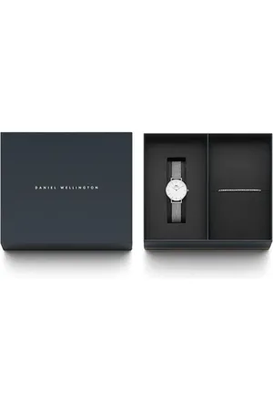Daniel Wellington Petite Mesh Strap Watch & Tennis Bracelet Set, 28mm in at Nordstrom