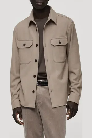 MANGO Wool Blend Flannel Overshirt in at Nordstrom, Size Small