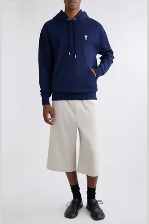 Ami Ami De Coeur Embroidered Loopback Cotton Fleece Hoodie in at Nordstrom, Size X-Large