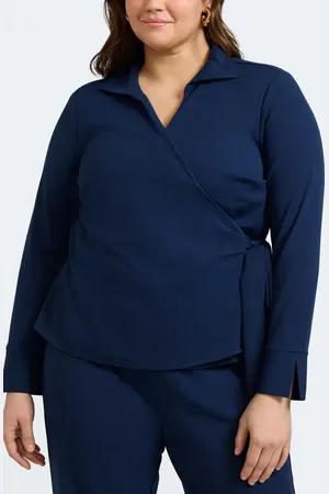 Foxcroft Rosie Wrap Crepe Top in at Nordstrom, Size 2X