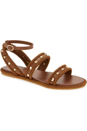 VALENTINO GARAVANI Rockstud Ankle Strap Flat Sandal in at Nordstrom, Size 12Us